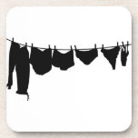 Clothes line silhouette drink coasters