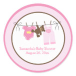 Clothesline Baby Girl CIRCLE Custom Favor Stickers