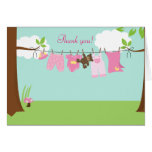Clothesline Baby (Girl) Folded Thank you notes Cards