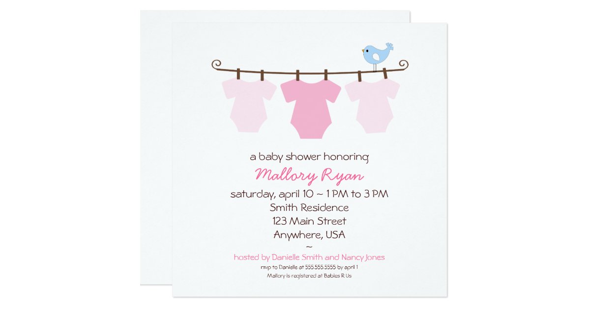 Clothesline Baby Shower Invitation | Zazzle