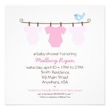 Clothesline Baby Shower Invitation