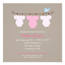Clothesline Baby Shower Invitation