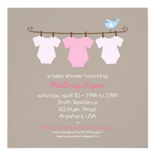Clothesline Baby Shower Invitation