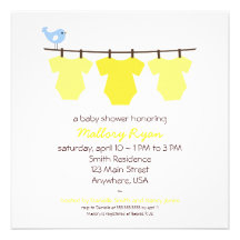 Clothesline Baby Shower Invitation