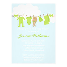 Clothesline Baby Shower Invitations