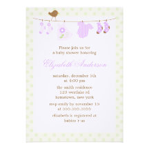 Clothesline Baby Shower Invitations
