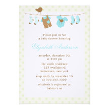 Clothesline Baby Shower Invitations