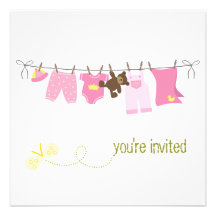 Clothesline Baby Shower Invitations