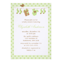 Clothesline Baby Shower Invitations