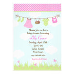 Clothesline Baby Shower Invitations Girls