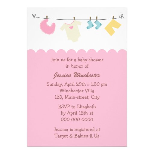 Clothesline Baby Shower Personalized Announcement