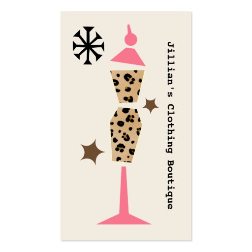 Clothing Store Boutique - Leopard Pink Dress Form Business Card Templates (front side)