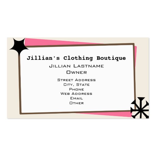Clothing Store Boutique - Leopard Pink Dress Form Business Card Templates (back side)