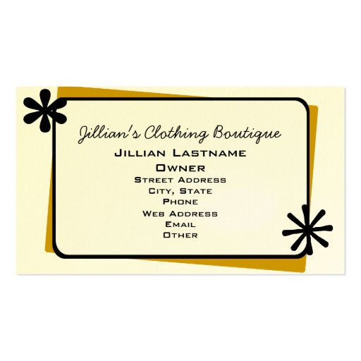 Clothing Store Boutique - Yellow Plaid Mannequin Business Card Templates (back side)