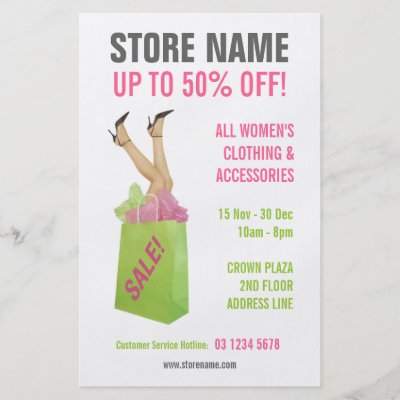 Customizable flyer template for women's clothing store sale / promotions 