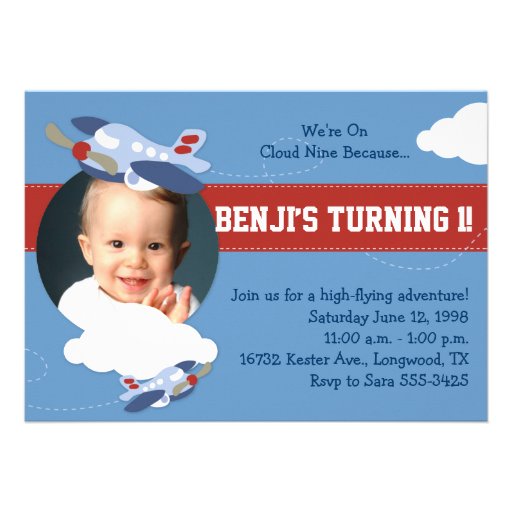 Cloud 9 - Airplane Themed Party Invitation