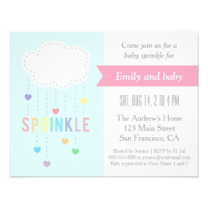 Cloud and Hearts Baby Sprinkle Shower Invitations
