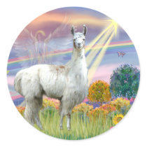 Cloud Angel and Llama Round Stickers