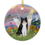 Cloud Angel - Black & White Cat Angel Christmas Tree Ornaments