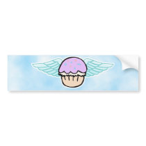 cloud background, cupcake angel no text bumper stickers