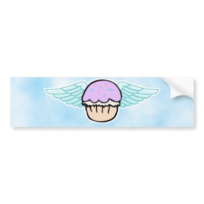 cloud background, cupcake angel no text bumper sticker by cupcakewear