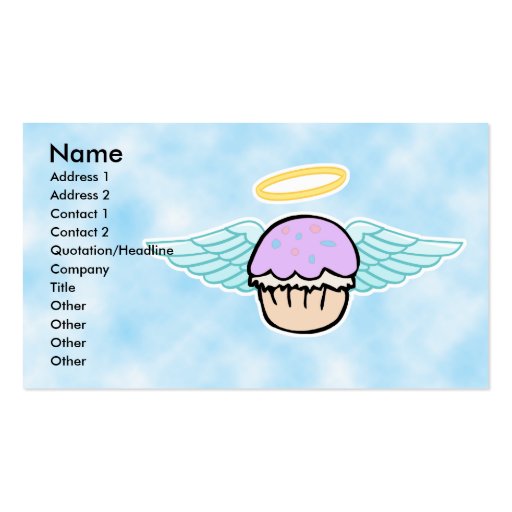cloud background, cupcake angel no text, Name, ... Business Card Templates (front side)