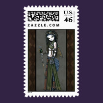 "Cloud Burst" Steampunk Aviatrix Fairy Postage postage