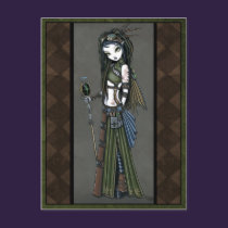 "Cloud Burst" Steampunk Aviatrix Fairy Postcard postcards