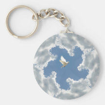 Cloud silver lining white dove keychain