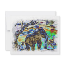 Clouded-Colour- Elephant Personalized Announcements