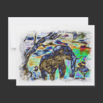 Clouded-Colour- Elephant invitations