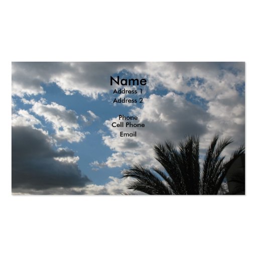 clouds and palm tree business card (front side)