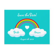 Clouds And Rainbow - Save the Date card postcards by BluePlanet Clouds And Rainbow - Save the Date card postcards