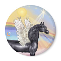 Clouds - Black Arabian Horse Angel magnets by heartsonggallery Clouds - Black Arabian Horse Angel magnets