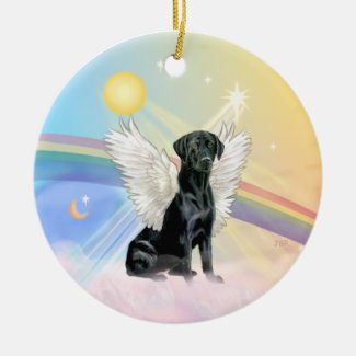 Clouds - Black Labrador Angel Christmas Tree Ornament