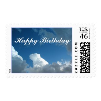 clouds Happy Birthday stamp
