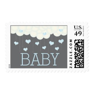 Clouds and Hearts Baby Shower Sprinkle Boy Postage
