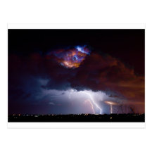 Clouds of Light. Lightning Striking Boulder County Postcard