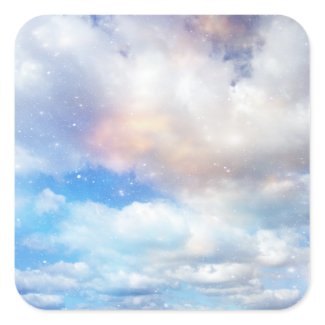 Clouds Wings of Gold and Silver Square Sticker