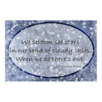 Cloudy blue Sky Star haiku, oval Print