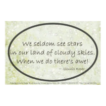 Cloudy Sky Star haiku, oval Posters