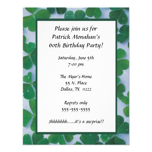 Clover Frame Birthday Party Invitation Shamrock