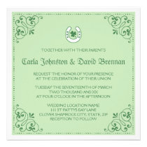Clover horseshoe green St Patrick's day wedding Invitations