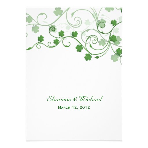 Clover Irish Wedding Invitation (front side)
