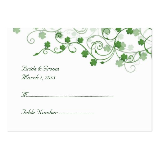 Clover Irish Wedding Place Card Business Card Template (front side)