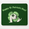 Clover says "Happy St. Patrick's Day!" mousepads by ButtermilkBiscuits Clover says "Happy St. Patrick's Day!" mousepads