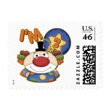 Clown 2nd Birthday Greeting Card Postage Stamp
