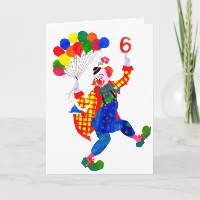 Clown 6-year old birthday card from Zazzle.com