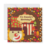 Clown and Polka Dots Circus Birthday Invites