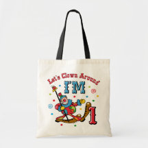 Clown Around 1st Birthday Canvas Bags
